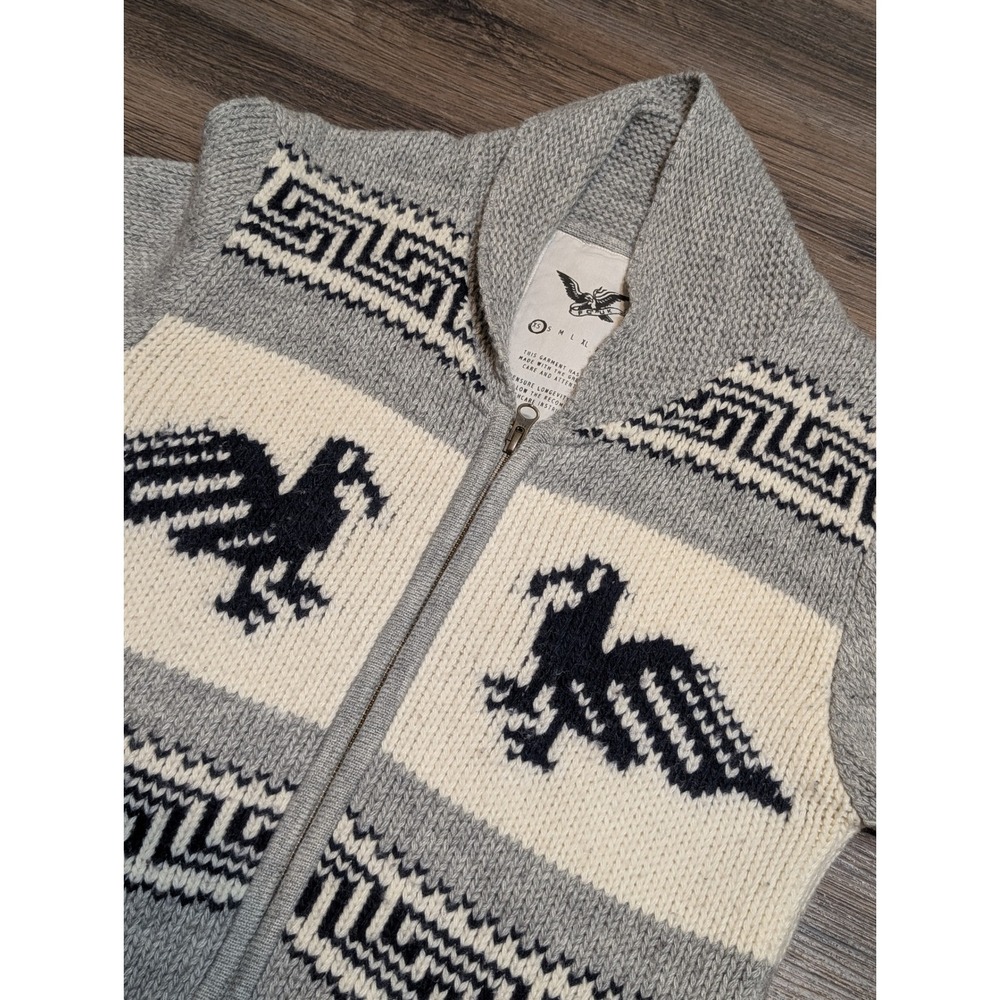 French Connection‎ UK Bird Fair Isle Full Zip Shawl Collar Cardigan Sweater XS